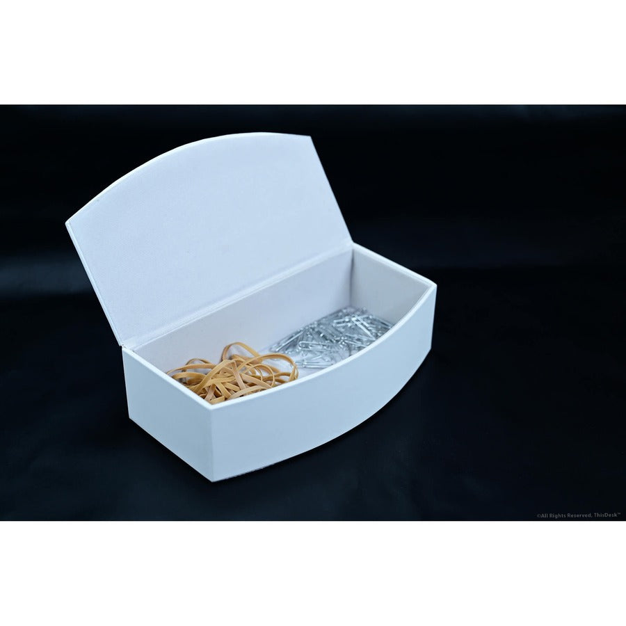 Dacasso 5-Piece White Leather Desk Accessory Set, Includes Writing Pad, Document Tray, Supply Box, Pencil Cup, Sticky Note Holder, 1 Each