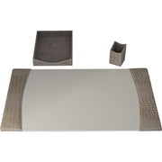 Protacini Breeze Beige Italian Patent Leather 3-Piece Desk Set