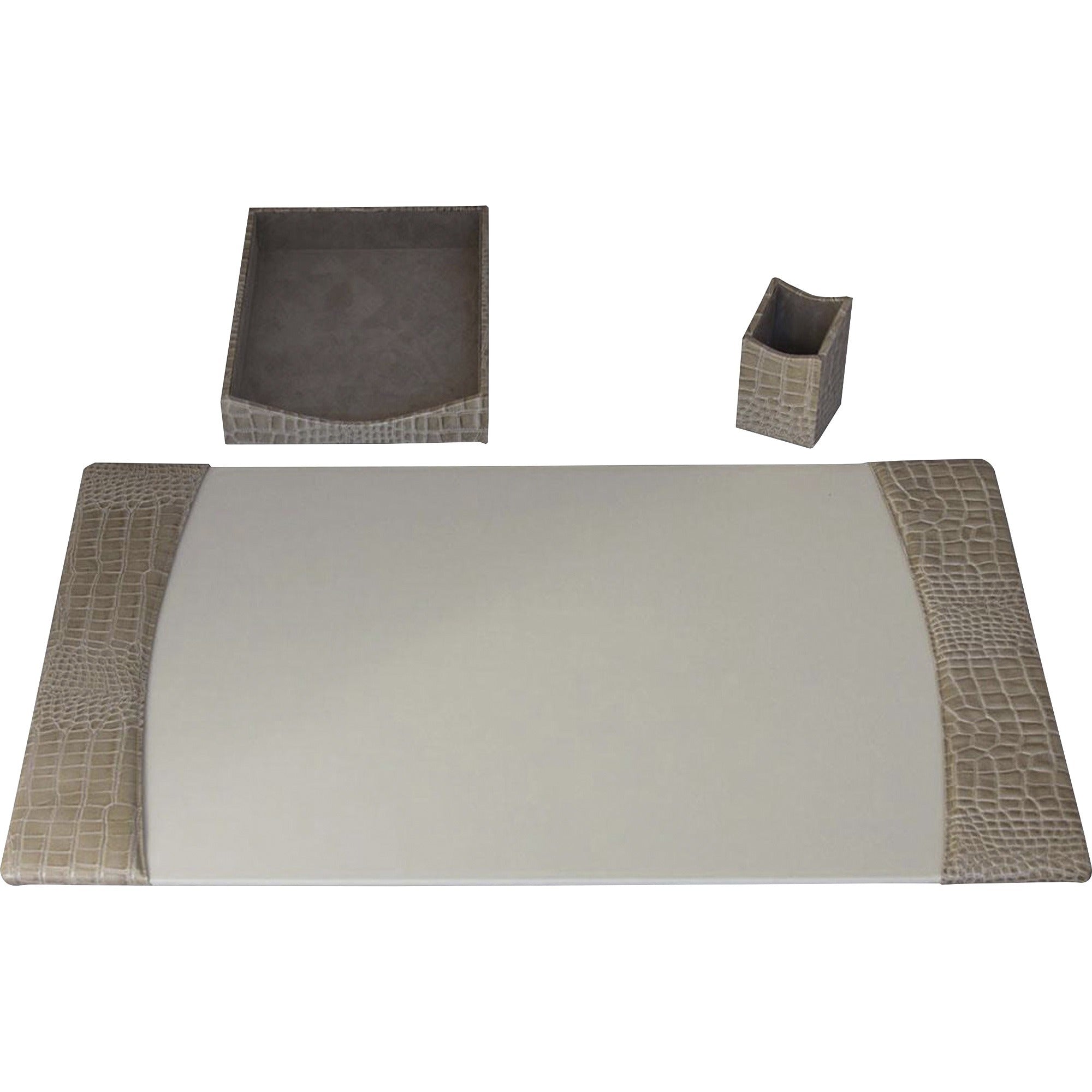 Protacini Breeze Beige Italian Patent Leather 3-Piece Desk Set
