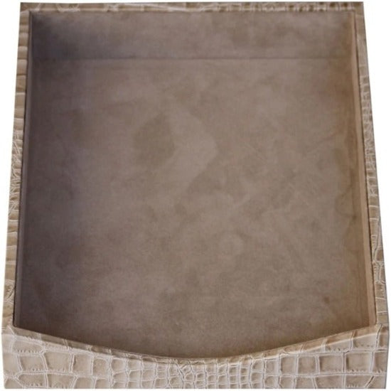 Protacini Breeze Beige Italian Patent Leather 3-Piece Desk Set