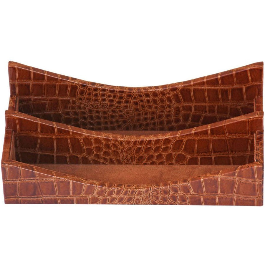 Protacini Cognac Brown Italian Patent Leather 7-Piece Desk Set