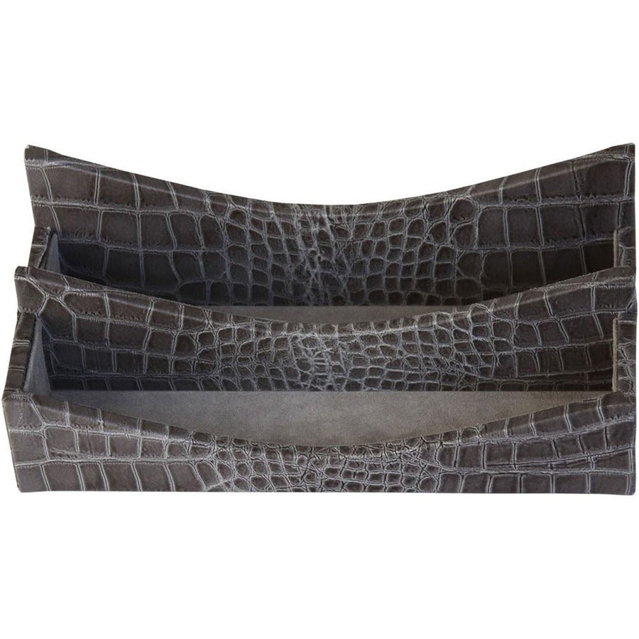 Protacini Castlerock Gray Italian Patent Leather 7-Piece Desk Set
