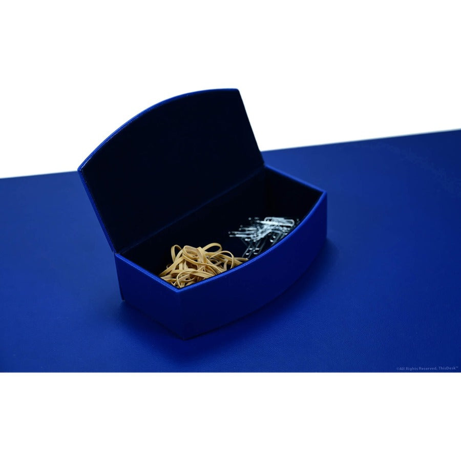 Dacasso 5-Piece Leather Desk Accessory Set, Velveteen & PU Leather, Royal Blue, Includes Writing Pad, Document Tray, Supply Box, Pencil Cup, Sticky Note Holder, 1 Each