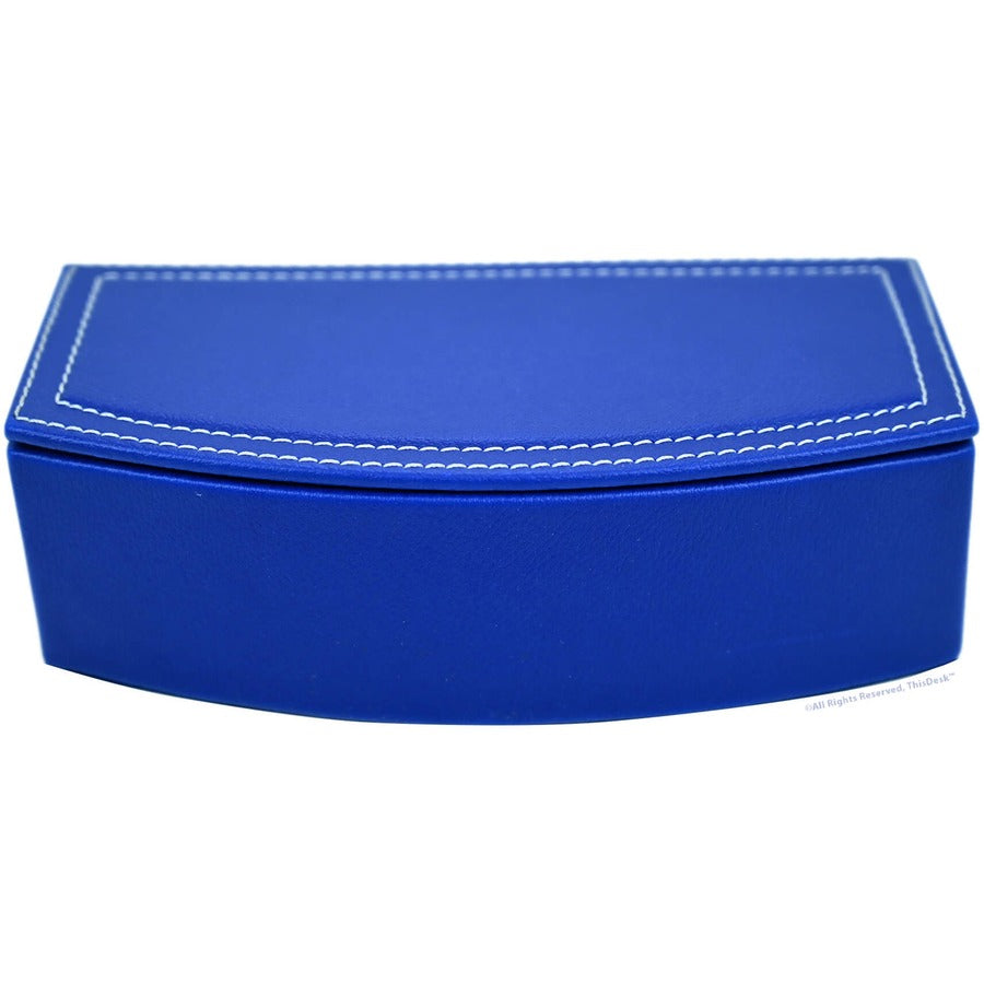 Dacasso 5-Piece Leather Desk Accessory Set, Velveteen & PU Leather, Royal Blue, Includes Writing Pad, Document Tray, Supply Box, Pencil Cup, Sticky Note Holder, 1 Each