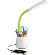 OttLite Desk Lamp, LED, White/Green, Desk Mountable, Touch Switch, Adjustable Height, 1 Each