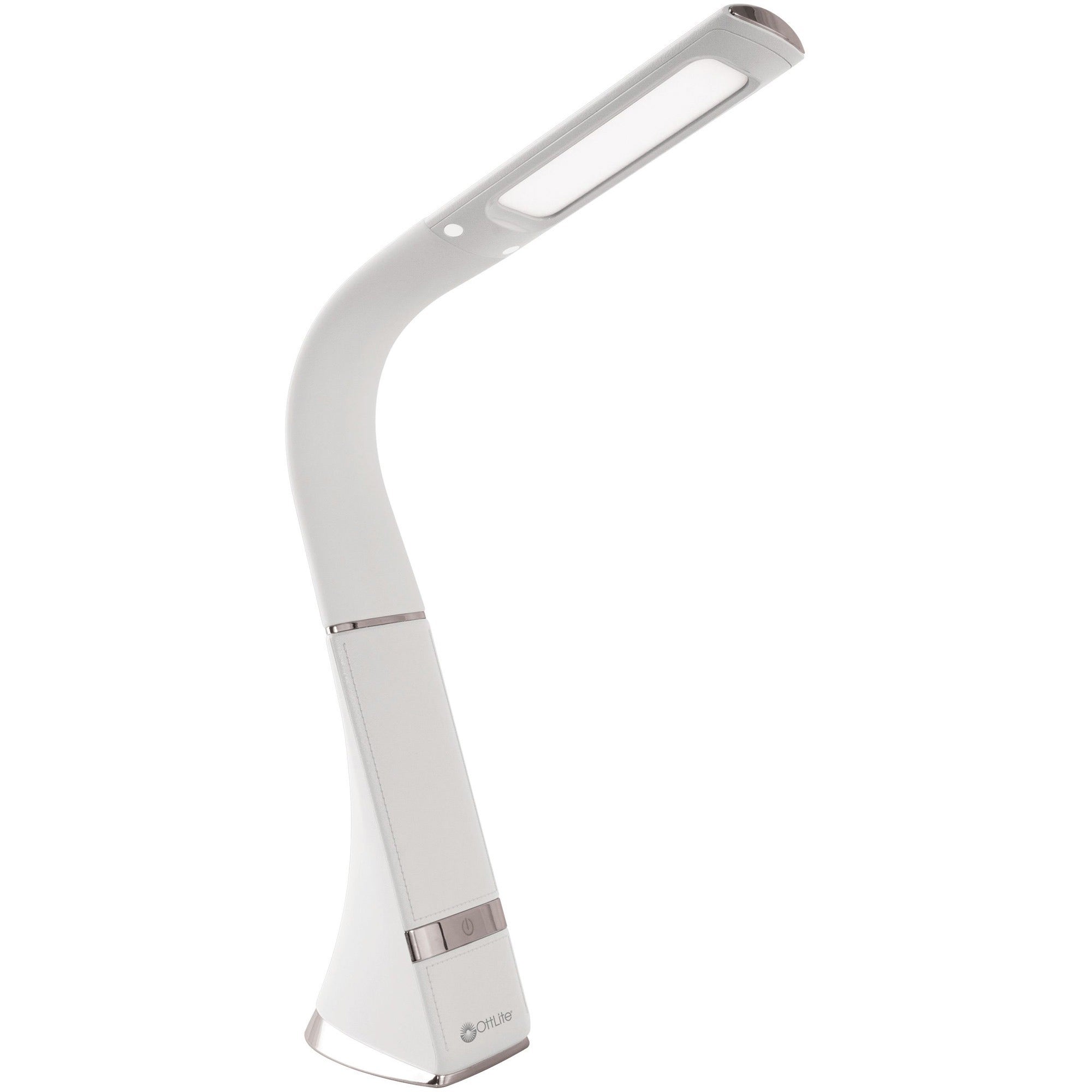 OttLite Wellness Desk Lamp, LED, Rechargeable Battery, USB Charging, Desk Mountable, White, 1 Each