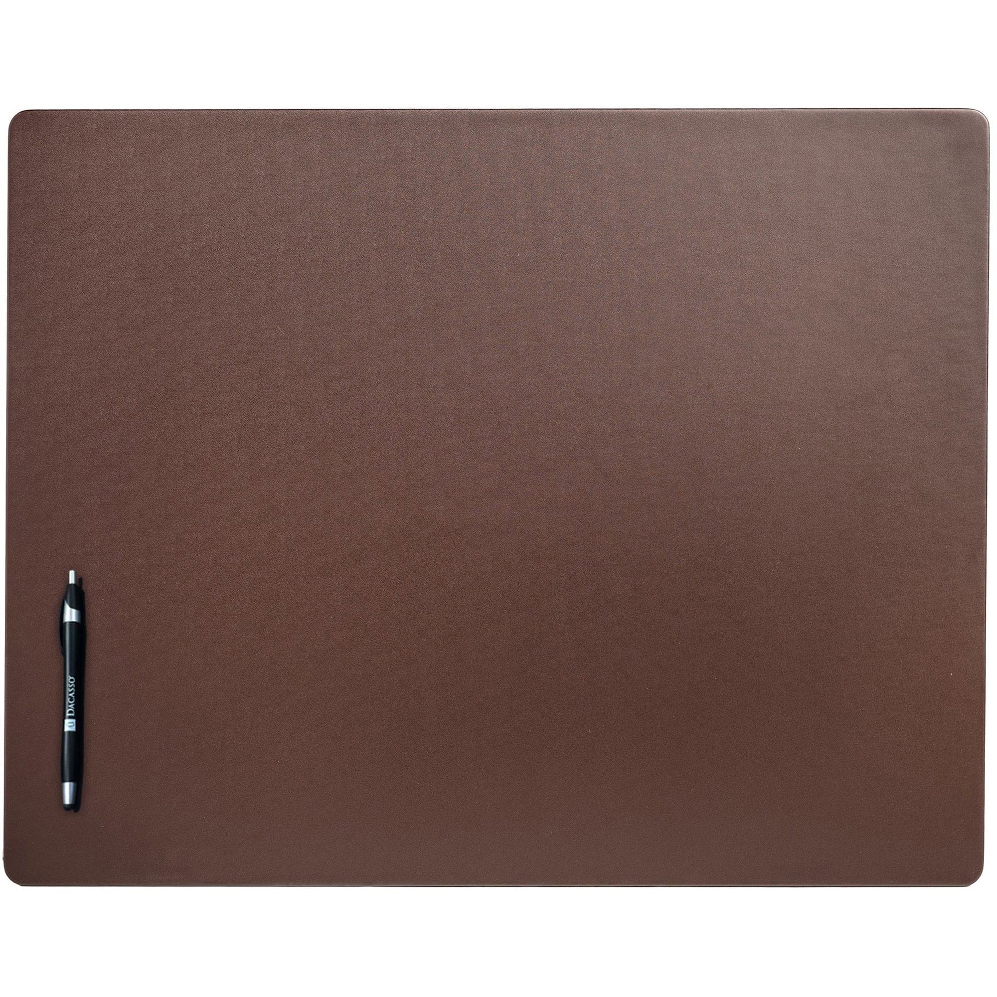 Dacasso Leatherette Desk Mat, Rectangular, 24" x 19", Chocolate Brown, Leatherette and Velveteen, 1 Each