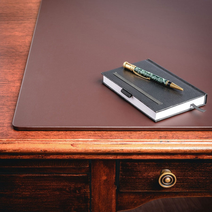 Dacasso Leatherette Desk Mat, Rectangular, 24" x 19", Chocolate Brown, Leatherette and Velveteen, 1 Each