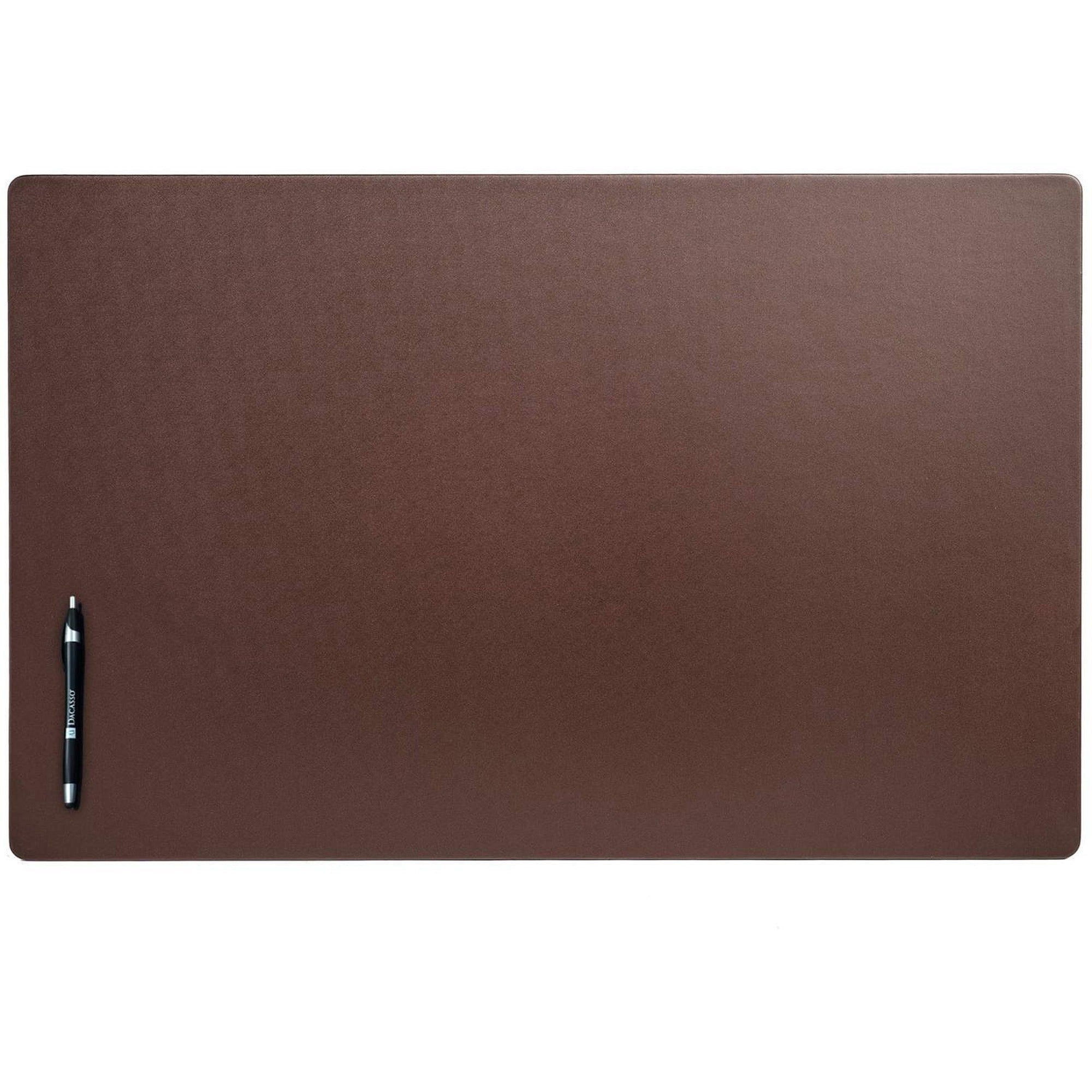 Dacasso Leatherette Desk Mat, Rectangular, 30" x 19", Chocolate Brown, Leatherette/Velveteen, 1 Each