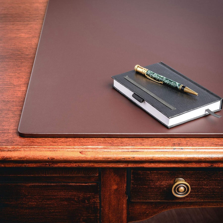 Dacasso Leatherette Desk Mat, Rectangular, 30" x 19", Chocolate Brown, Leatherette/Velveteen, 1 Each