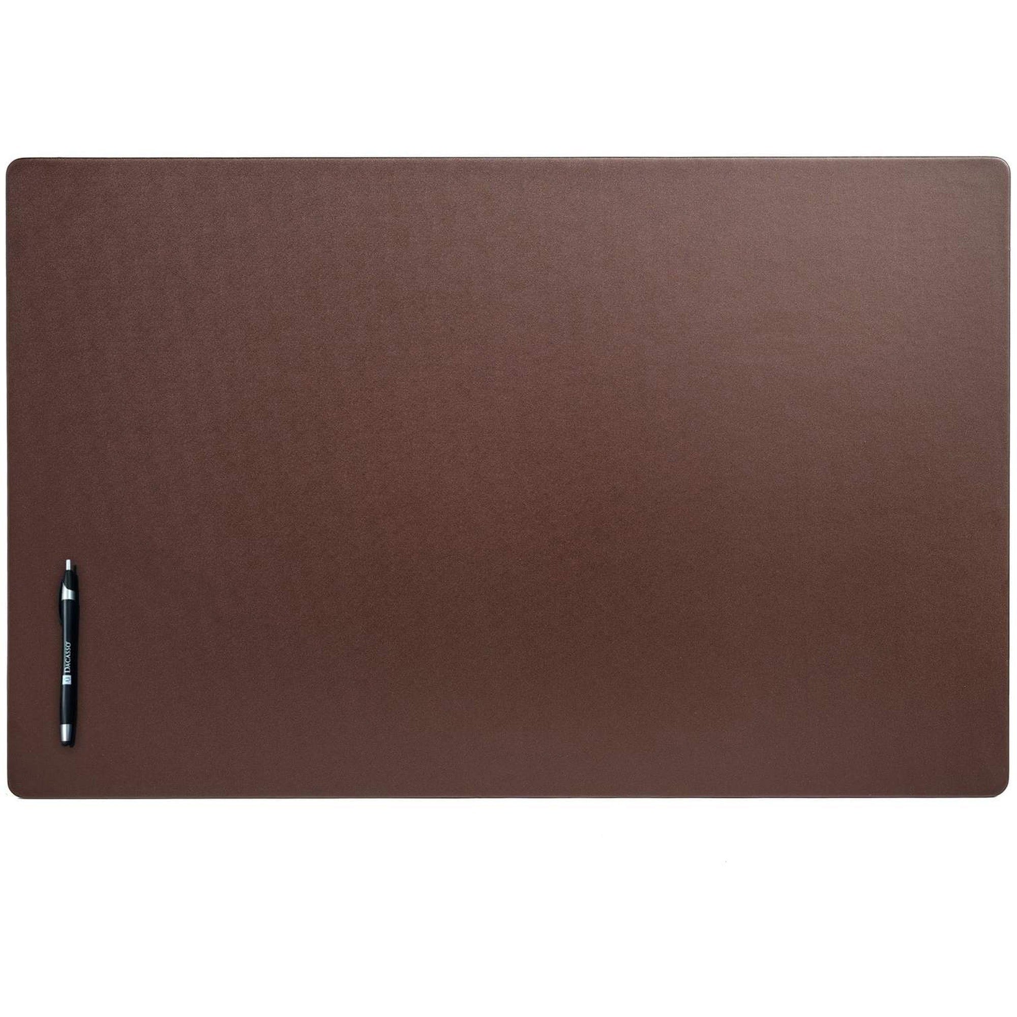 Dacasso Leatherette Desk Mat, Rectangular, 34" x 20", Chocolate Brown, Leatherette and Velveteen, 1 Each