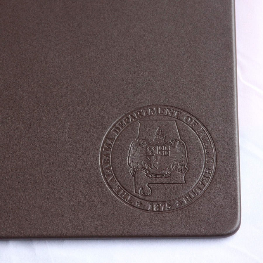 Dacasso Leatherette Desk Mat, Rectangular, 34" x 20", Chocolate Brown, Leatherette and Velveteen, 1 Each