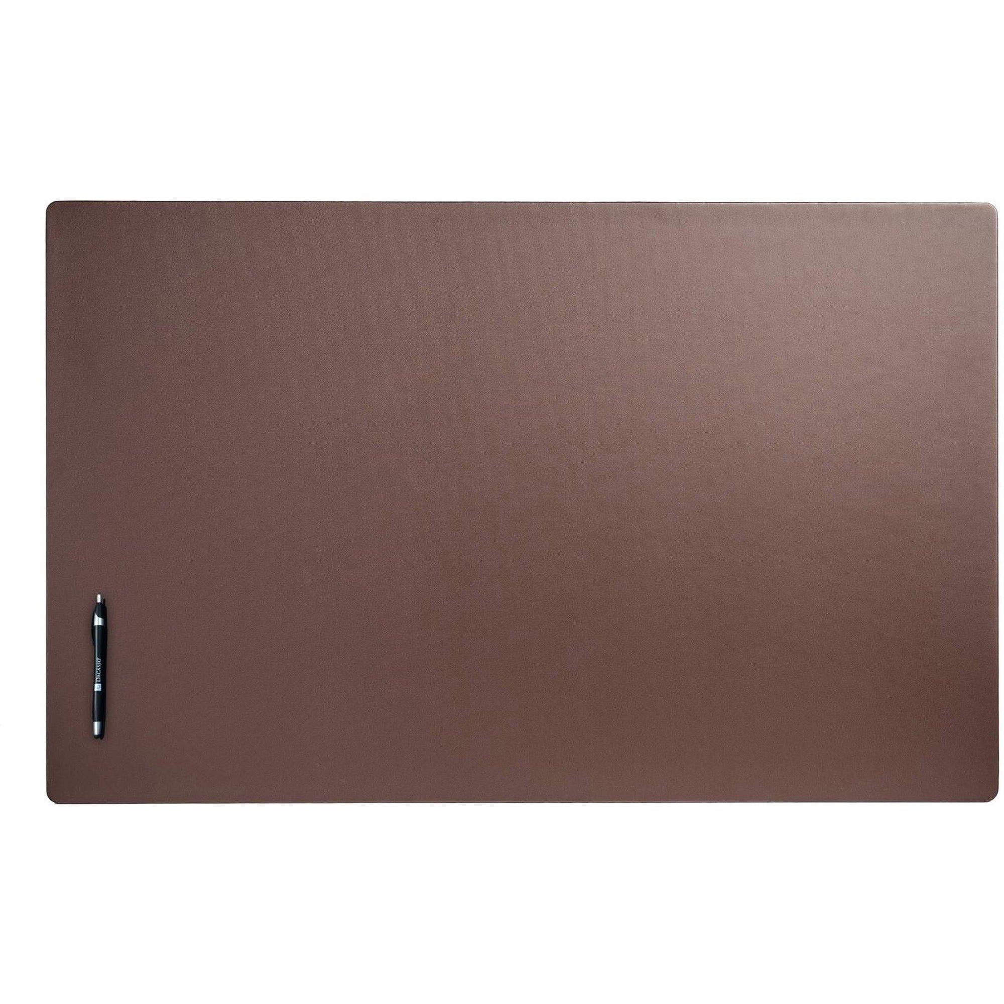 Dacasso Leatherette Desk Mat, Rectangular, 38" x 24", Chocolate Brown, Leatherette & Velveteen, 1 Each