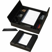 Dacasso Leatherette Enhanced Conference Room Organizer, Black, Leatherette and Velveteen, Rectangle, Supports Letter/Legal Size, 1 Each