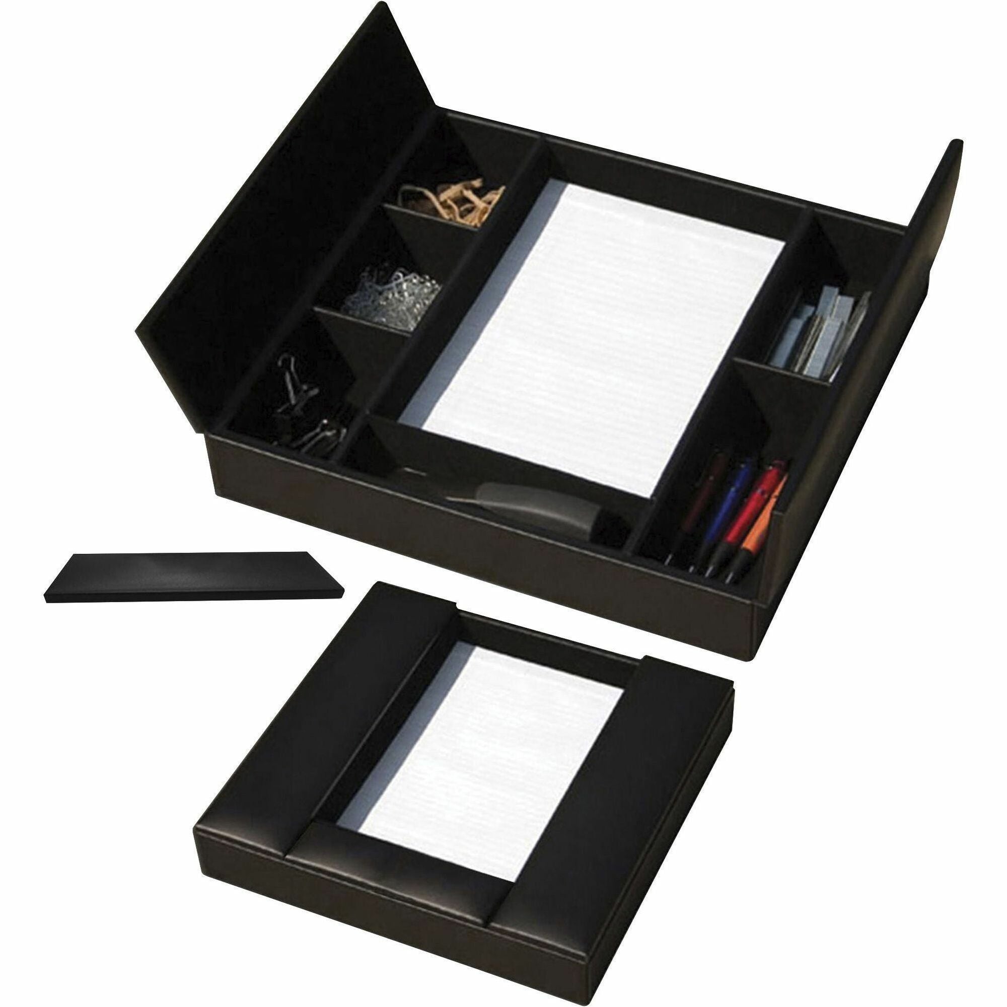 Dacasso Leatherette Enhanced Conference Room Organizer, Black, Leatherette and Velveteen, Rectangle, Supports Letter/Legal Size, 1 Each