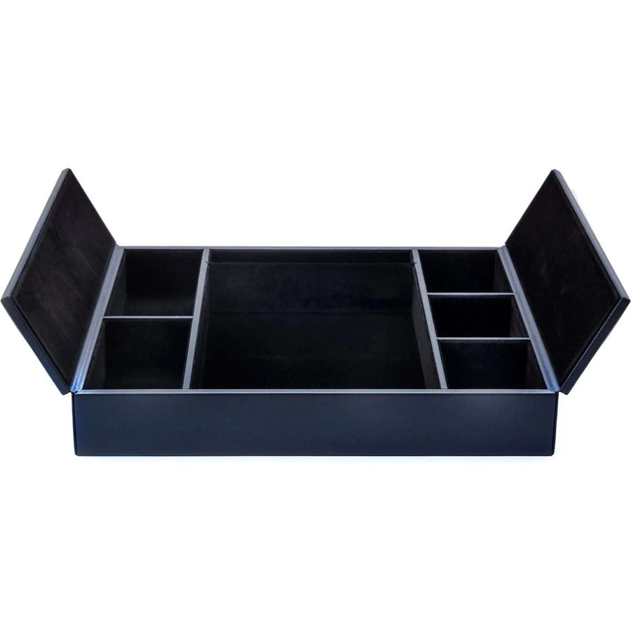 Dacasso Leatherette Enhanced Conference Room Organizer, Navy Blue, Leatherette/Velveteen, Desktop, Rectangle, Supports Letter/Legal Size, 1 Each