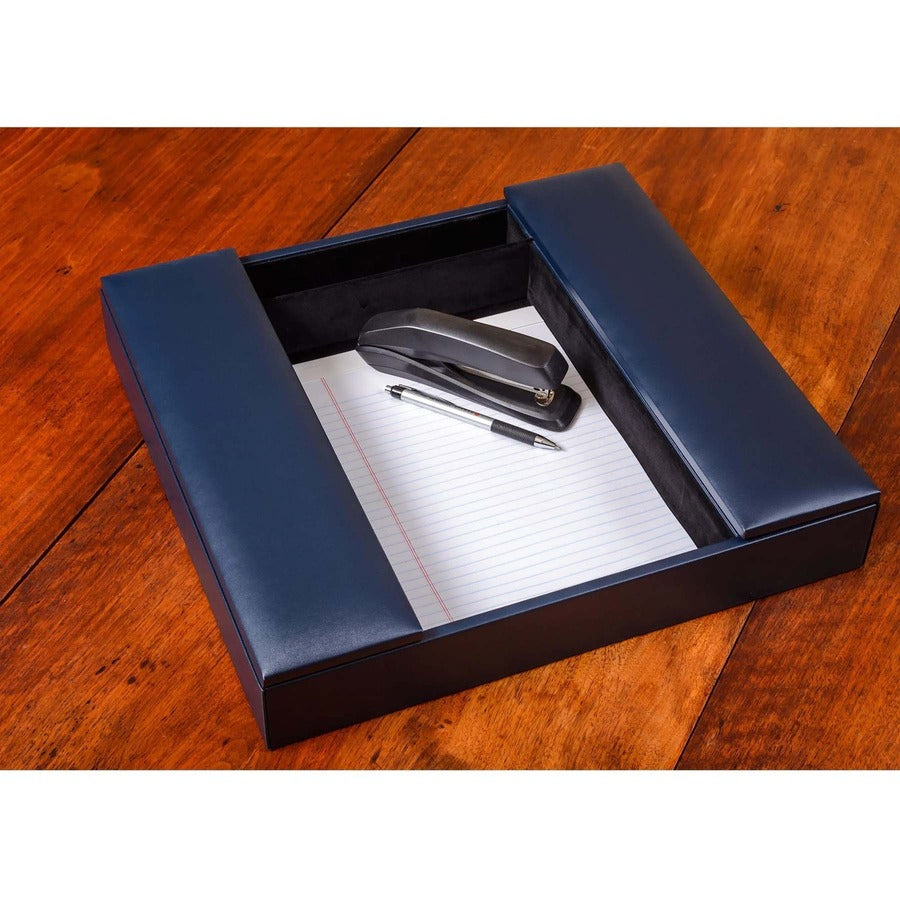 Dacasso Leatherette Enhanced Conference Room Organizer, Navy Blue, Leatherette/Velveteen, Desktop, Rectangle, Supports Letter/Legal Size, 1 Each
