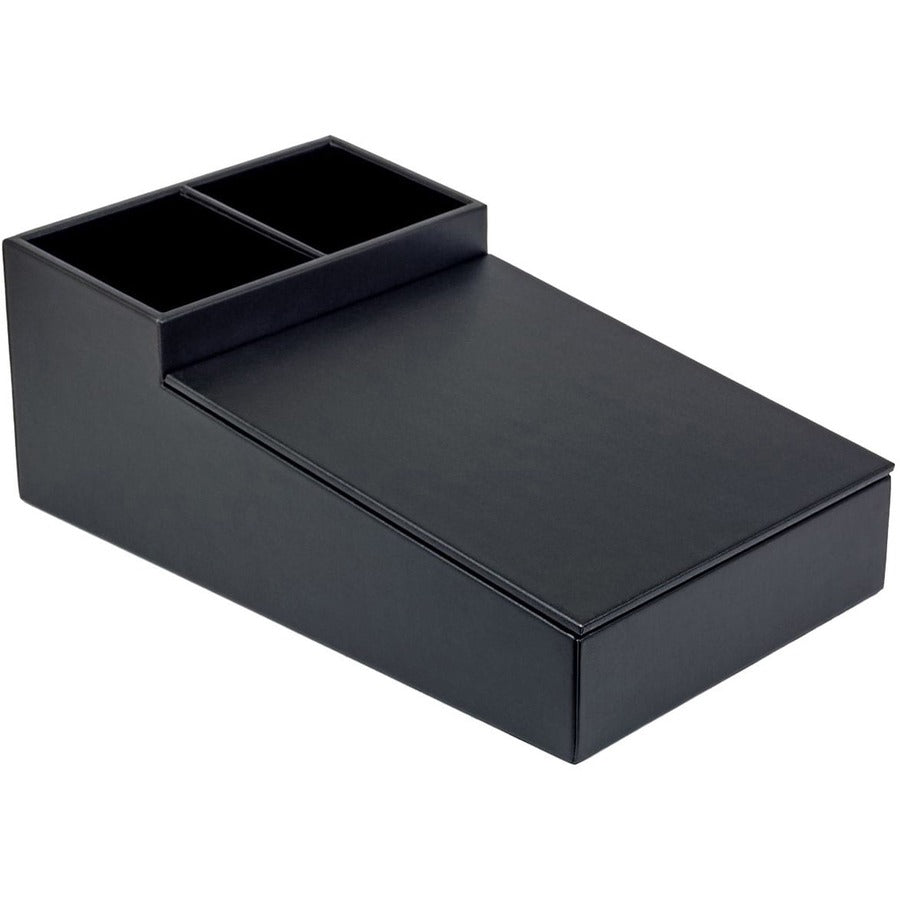 Dacasso Leatherette Coffee Condiment Organizer with Removable Lid, Black, Velveteen and Leatherette, 1 Each