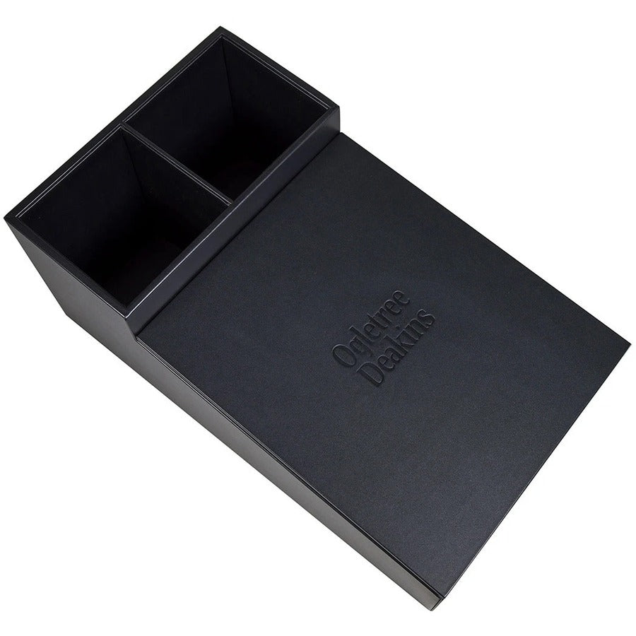 Dacasso Leatherette Coffee Condiment Organizer with Removable Lid, Black, Velveteen and Leatherette, 1 Each