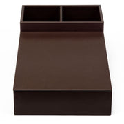 Dacasso Leatherette Coffee Condiment Organizer, Removable Lid, Chocolate Brown, Velveteen and Leatherette, 1 Each
