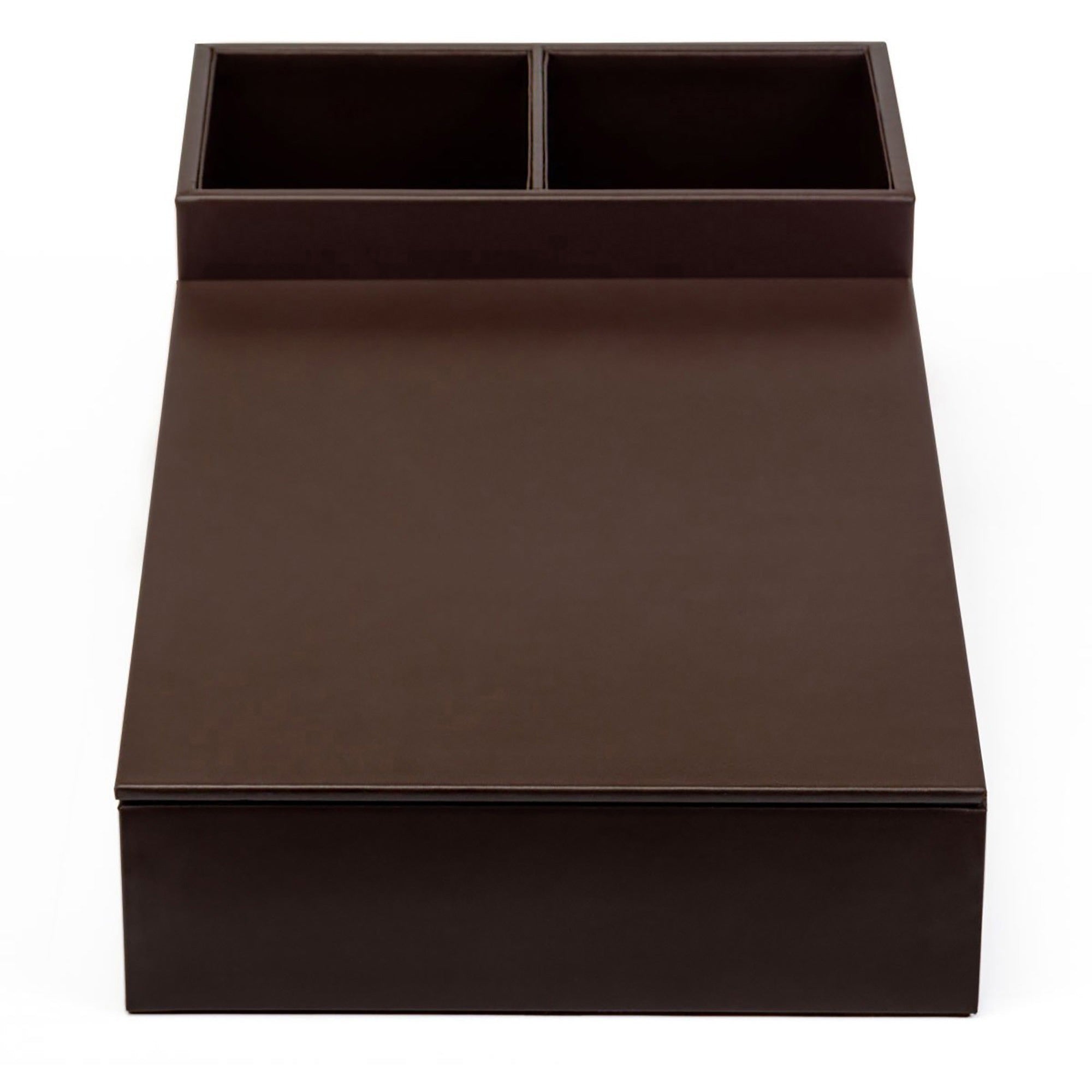 Dacasso Leatherette Coffee Condiment Organizer, Removable Lid, Chocolate Brown, Velveteen and Leatherette, 1 Each