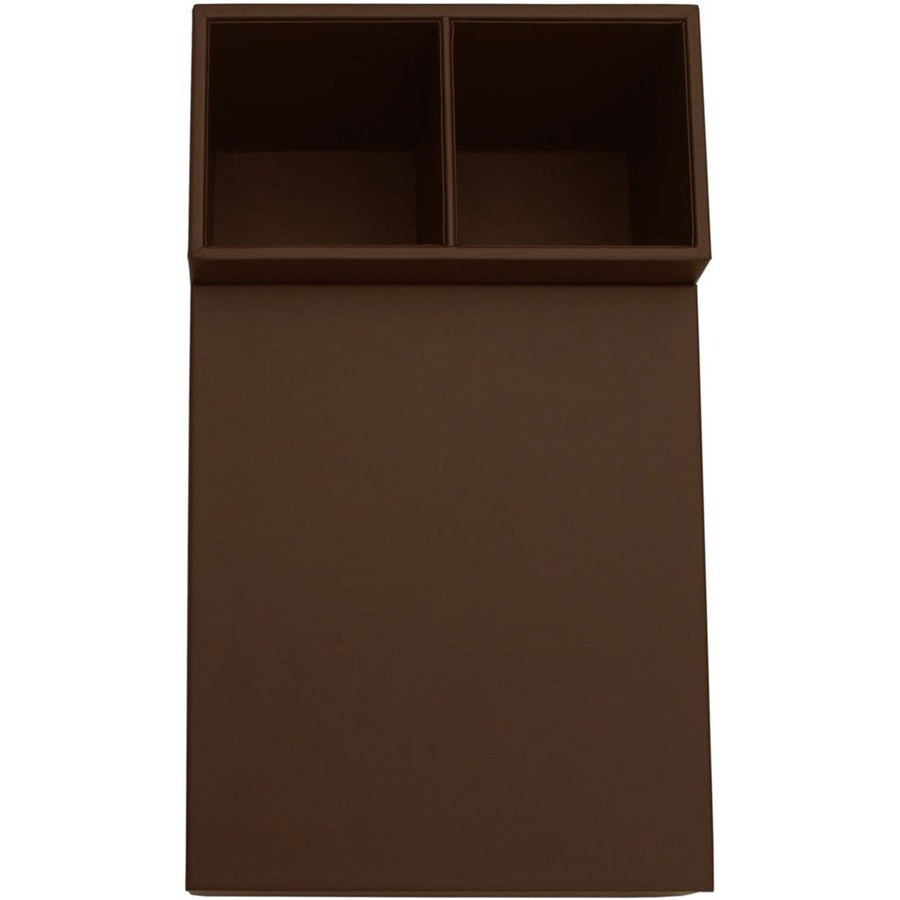Dacasso Leatherette Coffee Condiment Organizer, Removable Lid, Chocolate Brown, Velveteen and Leatherette, 1 Each
