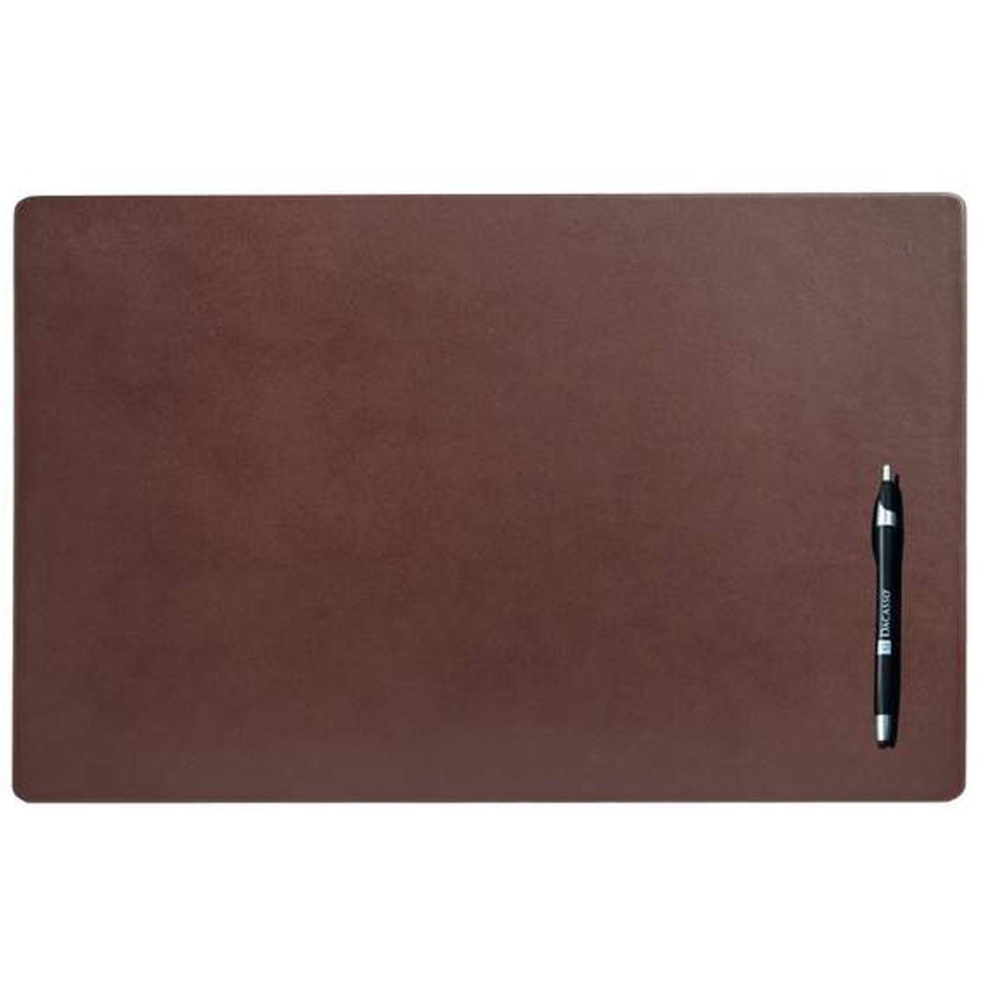Dacasso Leather Conference Table Pad, Rectangular, 22" x 14", Top Grain Leather, Velveteen Bottom, Chocolate Brown, 1 Each
