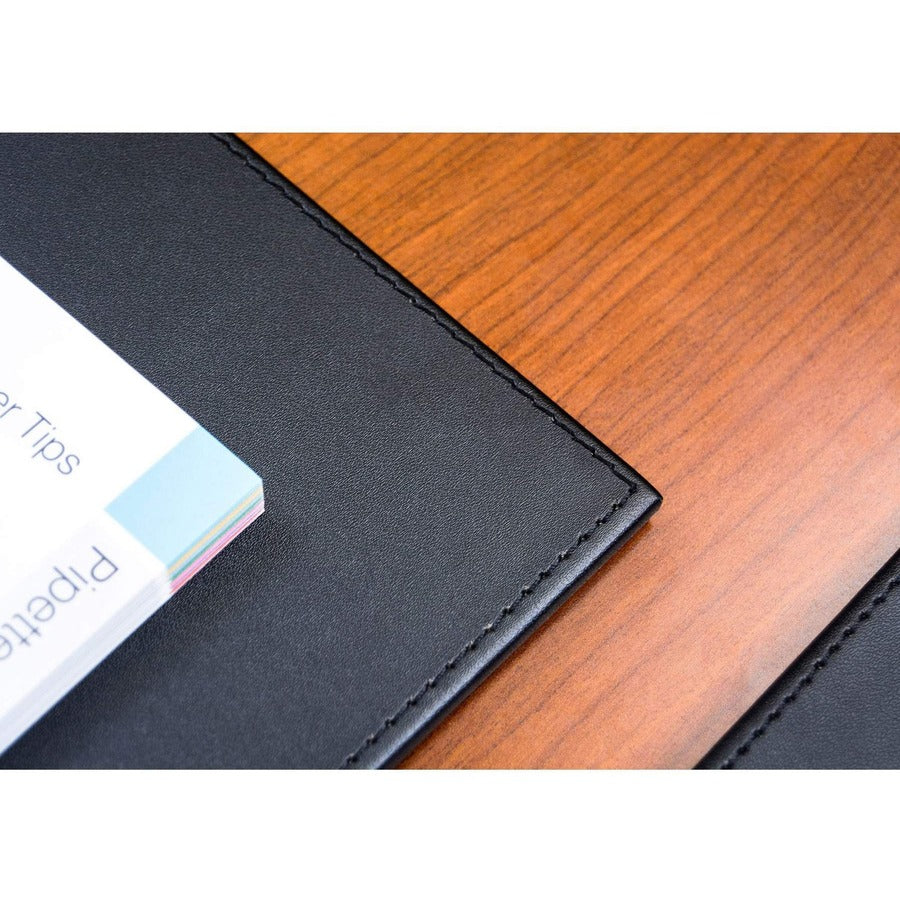 Dacasso Leatherette Conference Table Pad, Rectangular, 17" Width, Black, Leatherette/Velveteen, 1 Each