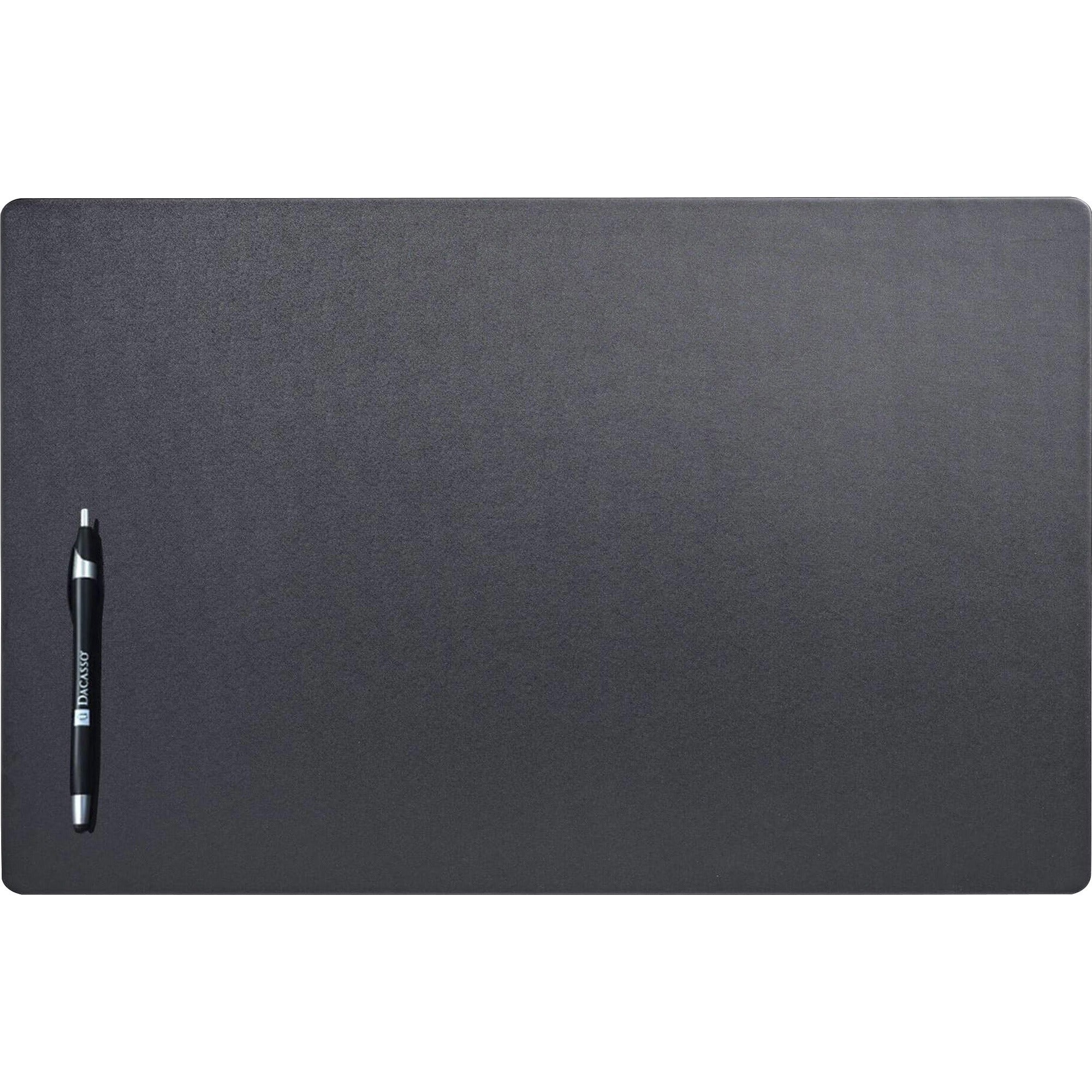 Dacasso Leatherette Conference Pad, Rectangular, 22" x 14", Black, Leatherette/Velveteen, 1 Each