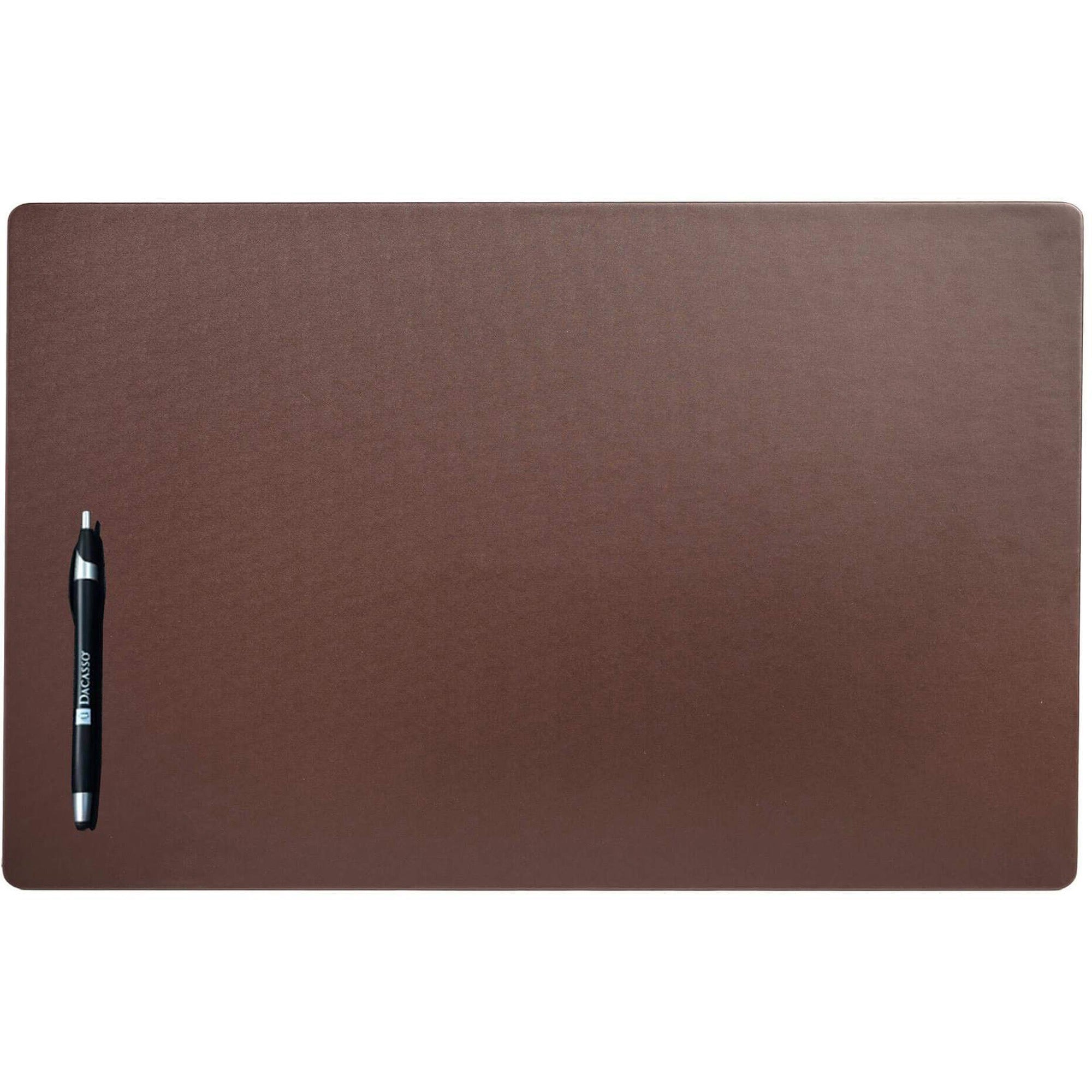 Dacasso Leatherette Conference Pad, Rectangular, 22" x 14", Chocolate Brown, Leatherette/Velveteen, 1 Each