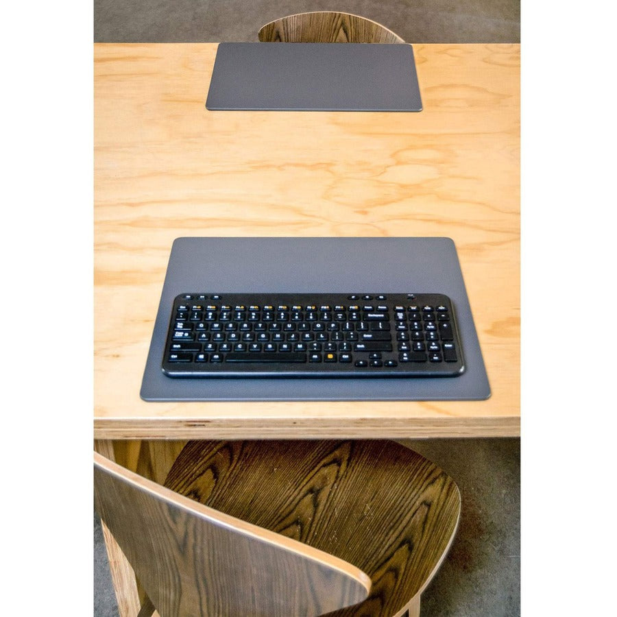 Dacasso Leatherette Conference Table Pad, Rectangular, 17" x 14", Gray, Leatherette/Velveteen, 1 Each