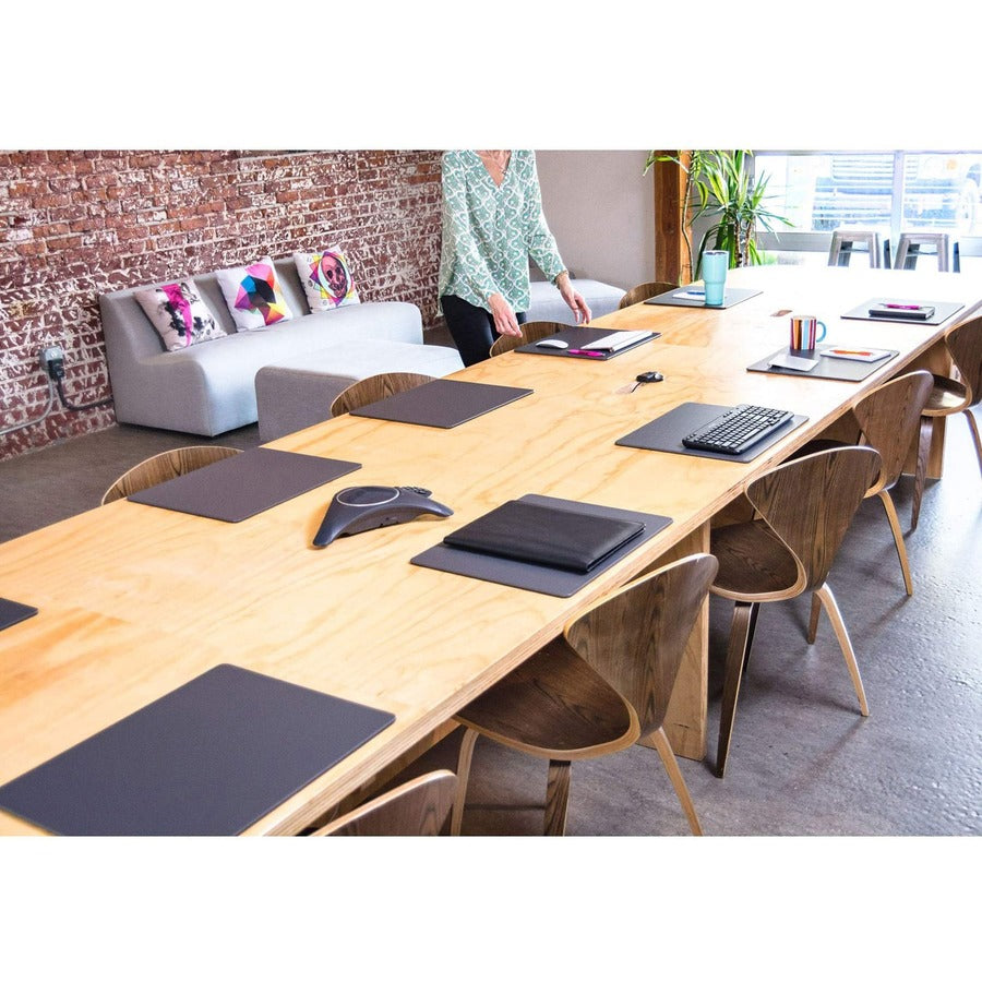 Dacasso Leatherette Conference Table Pad, Rectangular, 17" x 14", Gray, Leatherette/Velveteen, 1 Each