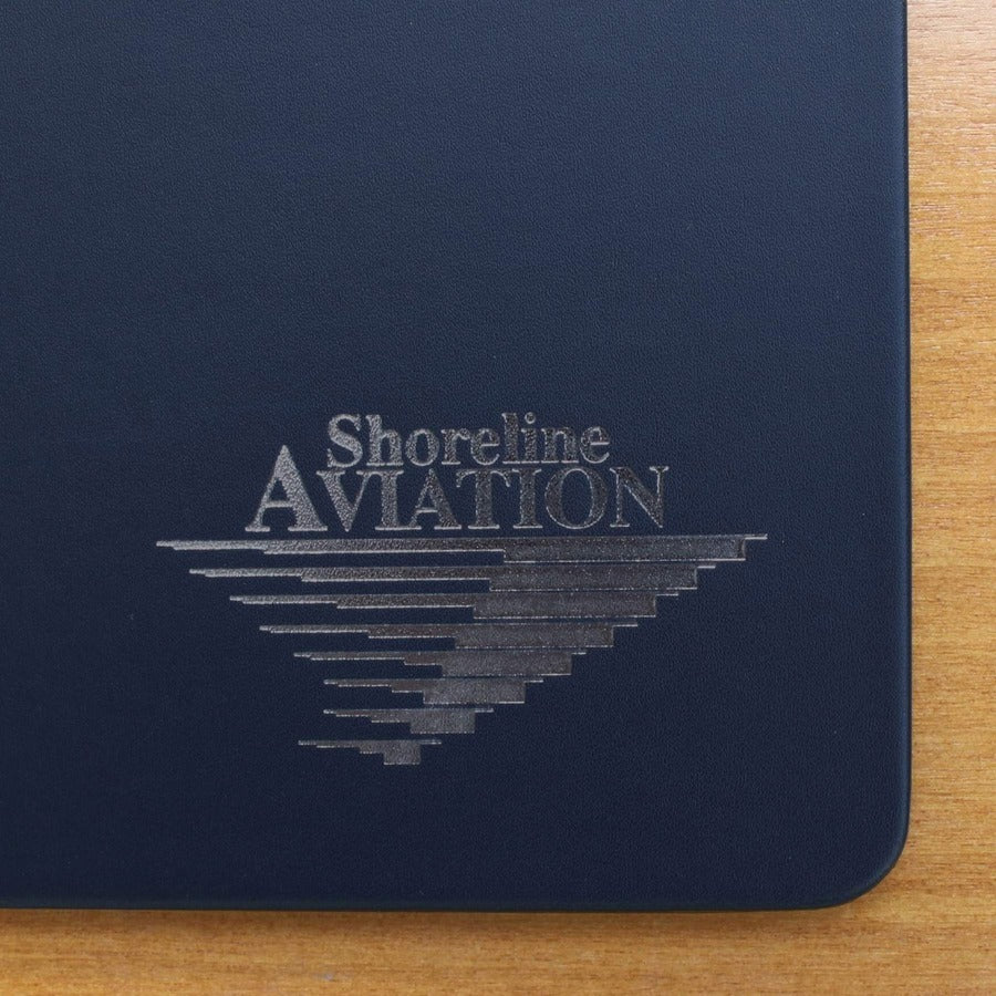 Dacasso Leatherette Conference Table Pad, Rectangular, 17" x 14", Navy Blue, Leatherette/Velveteen, 1 Each