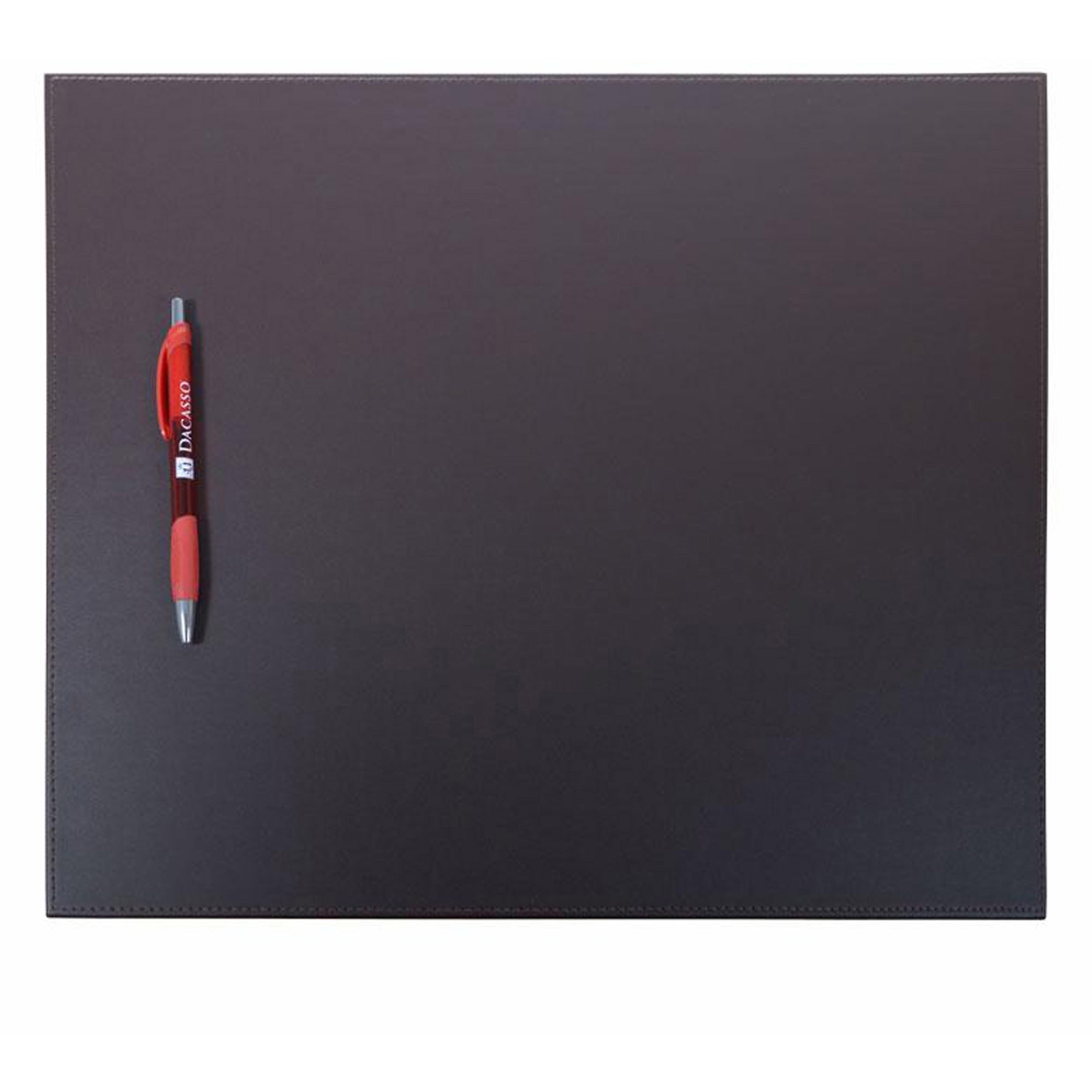 Dacasso Leatherette Conference Table Pad, Rectangular, 17" x 14", Chocolate Brown, Leatherette and Velveteen, 1 Each