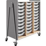Safco Whiffle Triple Rolling Storage Cart, 30 Totes, 330 lb Capacity, 4 Casters, Steel Frame, Gray, 43.25"W x 19.75"D x 48"H, 1 Carton