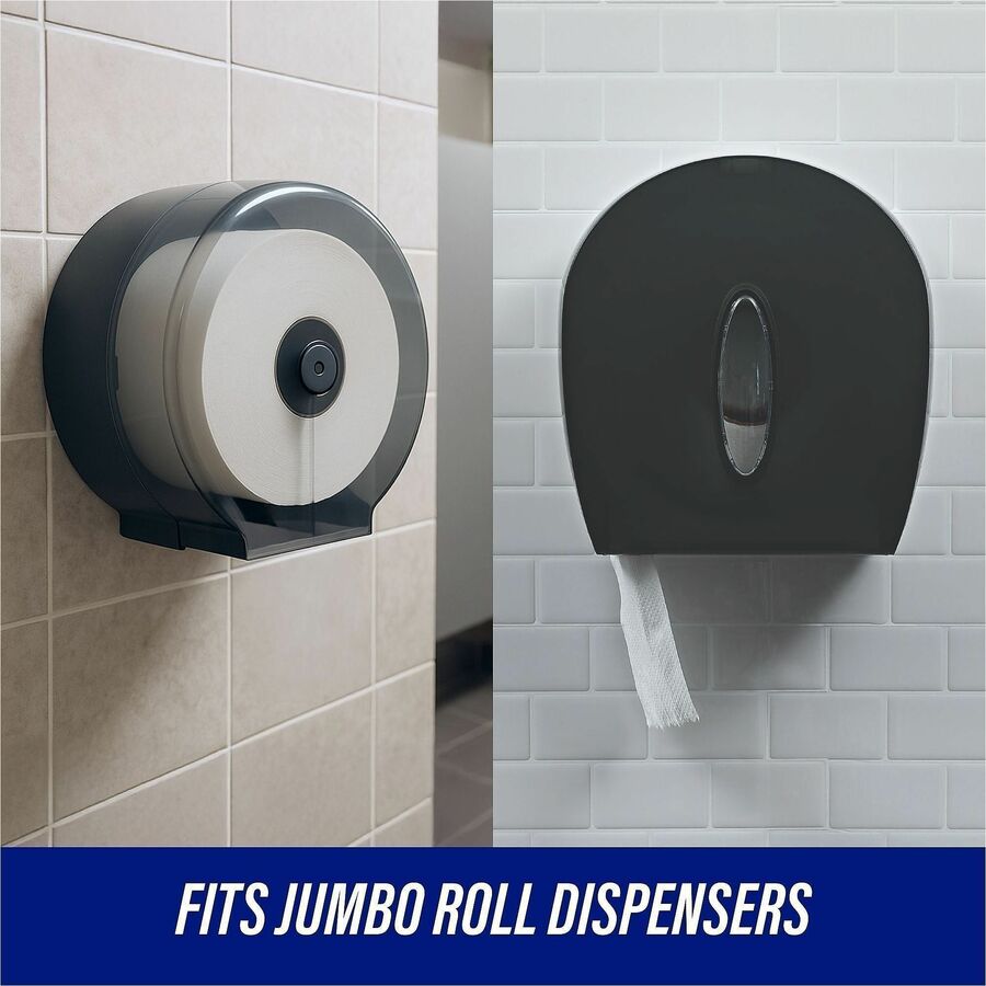 Genuine Joe Jumbo Jr Dispenser Bath Tissue Roll - 2 Ply - 3.30" Width x 1000 ft Length - 8.88" Roll Diameter - White - Fiber - 12 / Carton