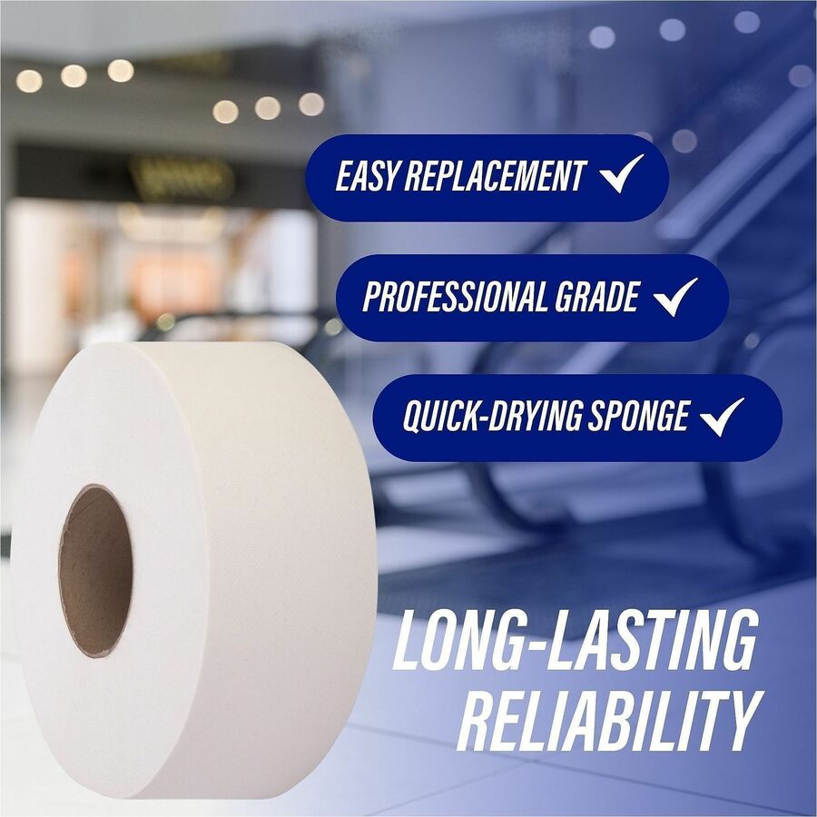 Genuine Joe Jumbo Jr Dispenser Bath Tissue Roll - 2 Ply - 3.30" Width x 1000 ft Length - 8.88" Roll Diameter - White - Fiber - 12 / Carton
