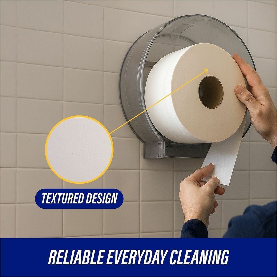 Genuine Joe Jumbo Jr Dispenser Bath Tissue Roll - 2 Ply - 3.30" Width x 1000 ft Length - 8.88" Roll Diameter - White - Fiber - 12 / Carton