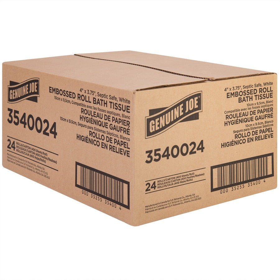 2 Ply - 4" Width x 3.75" Length - 400 Sheets/Roll - Embossed - White - 24 / Carton