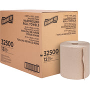 Genuine Joe Embossed Hardwound Roll Towels - 7.87" Width x 600 ft Length - 2" Core - Embossed Design - Brown - 12 / Carton