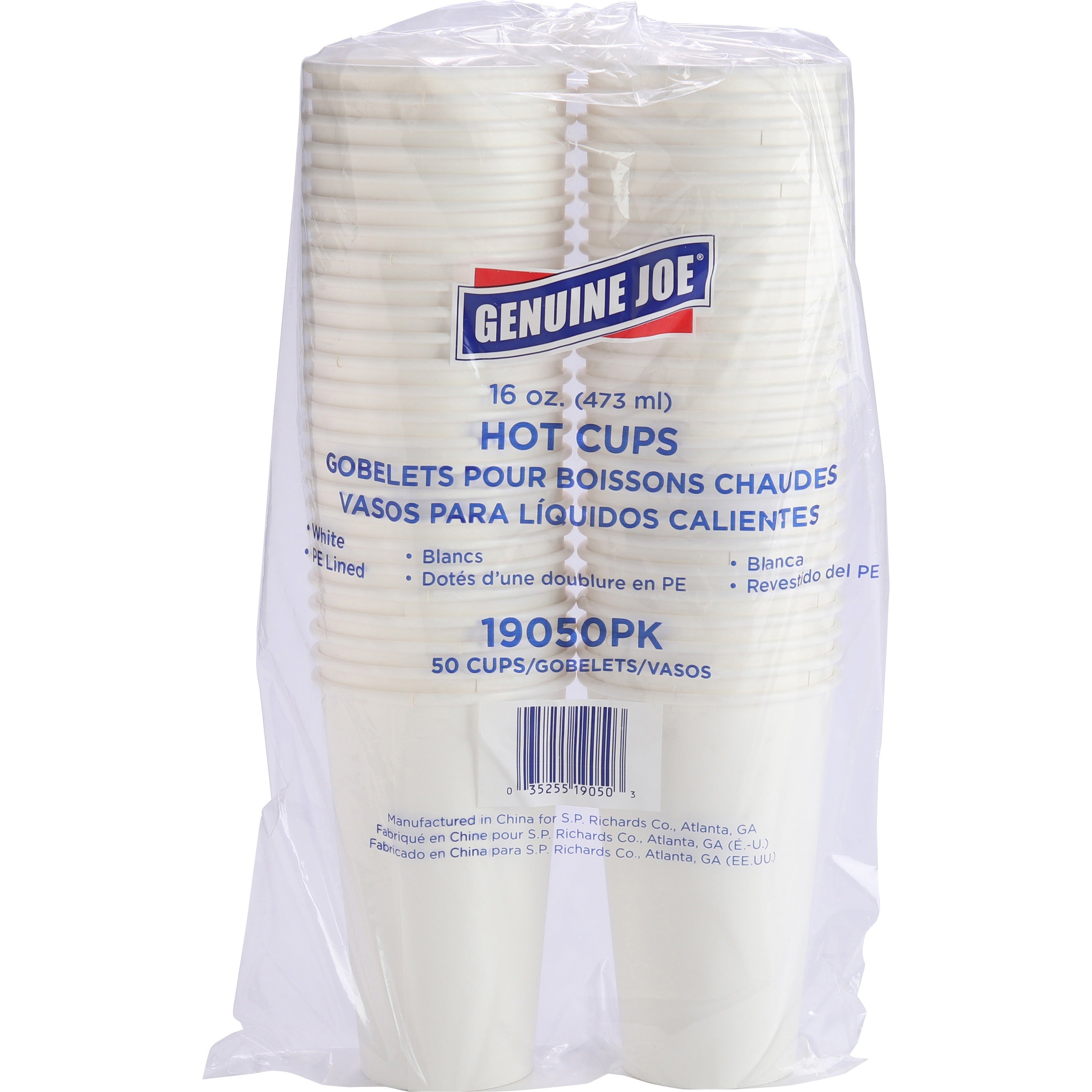 Genuine Joe 16 oz Disposable Hot Cups - 16 fl oz - White - Polyurethane - Coffee, Hot Drink, Picnic, Company, Tea, Hot Chocolate, Beverage/ - 50 / Pack