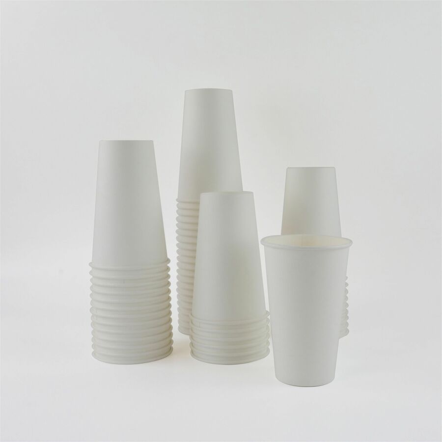 Genuine Joe 16 oz Disposable Hot Cups - 16 fl oz - White - Polyurethane - Coffee, Hot Drink, Picnic, Company, Tea, Hot Chocolate, Beverage/ - 50 / Pack