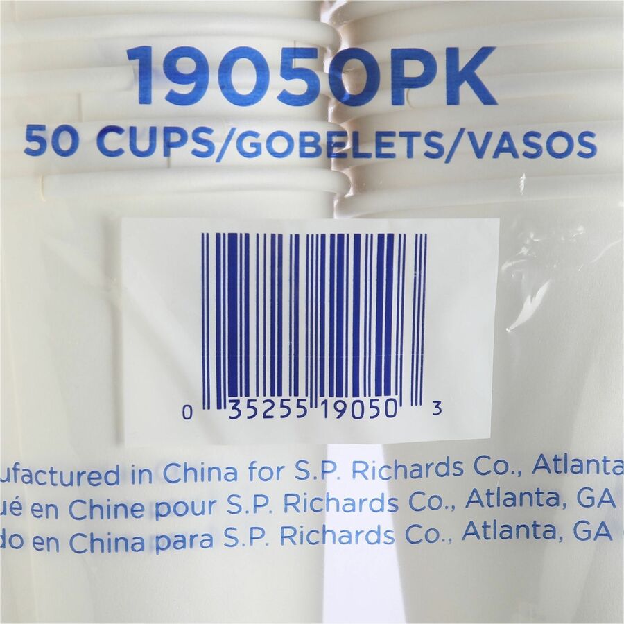 Genuine Joe 16 oz Disposable Hot Cups - 16 fl oz - White - Polyurethane - Coffee, Hot Drink, Picnic, Company, Tea, Hot Chocolate, Beverage/ - 50 / Pack