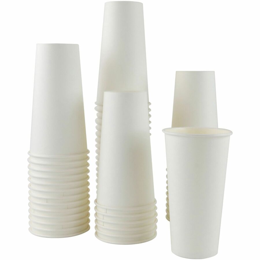 Genuine Joe 20 oz Disposable Hot Cups - 20 fl oz - White - Polyurethane - Coffee, Hot Drink, Picnic, Company, Tea, Hot Chocolate, Beverage/ - 50 / Pack