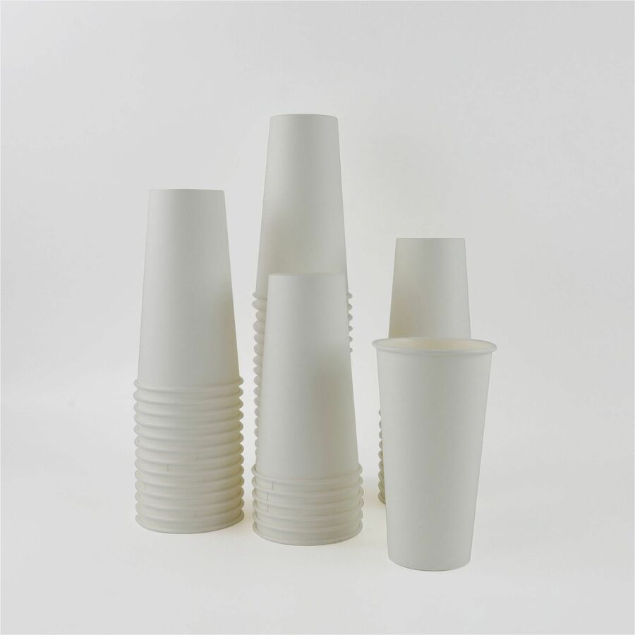 Genuine Joe 20 oz Disposable Hot Cups - 20 fl oz - White - Polyurethane - Coffee, Hot Drink, Picnic, Company, Tea, Hot Chocolate, Beverage/ - 50 / Pack