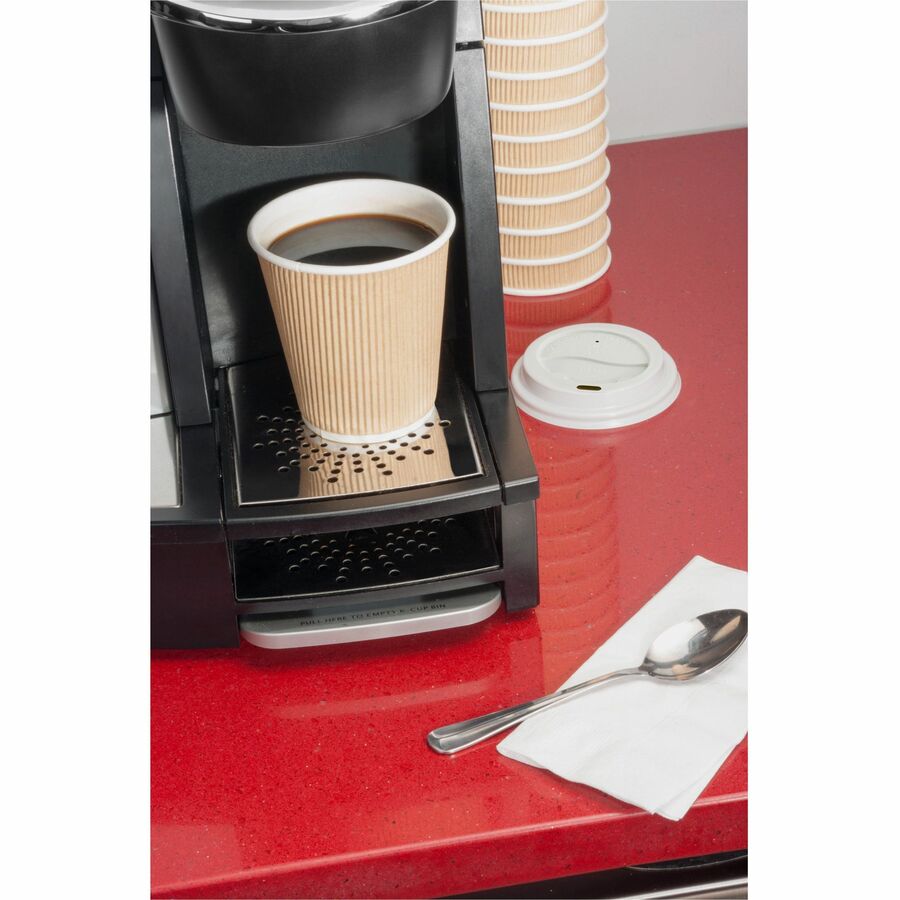 Genuine Joe Raised Siphole Hot Cup Lids - Round - White - 50 / Pack