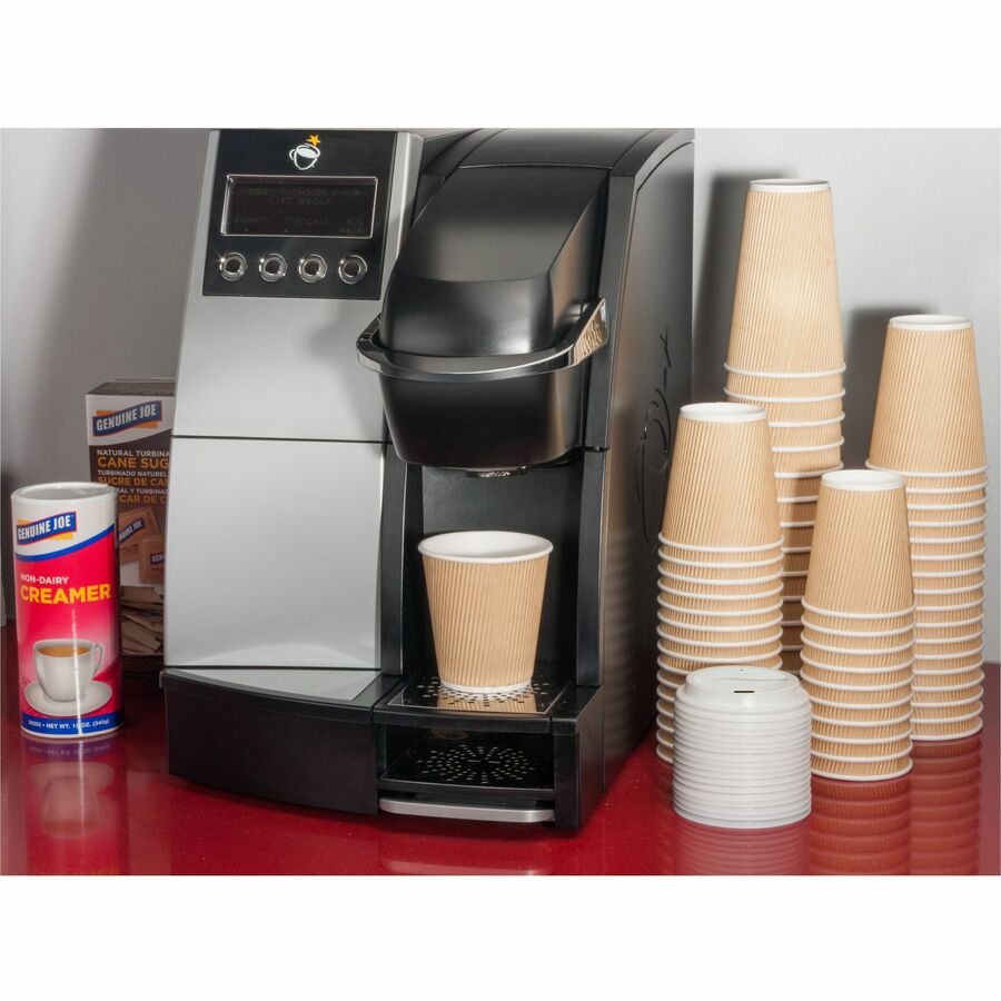 Genuine Joe Raised Siphole Hot Cup Lids - Round - White - 50 / Pack