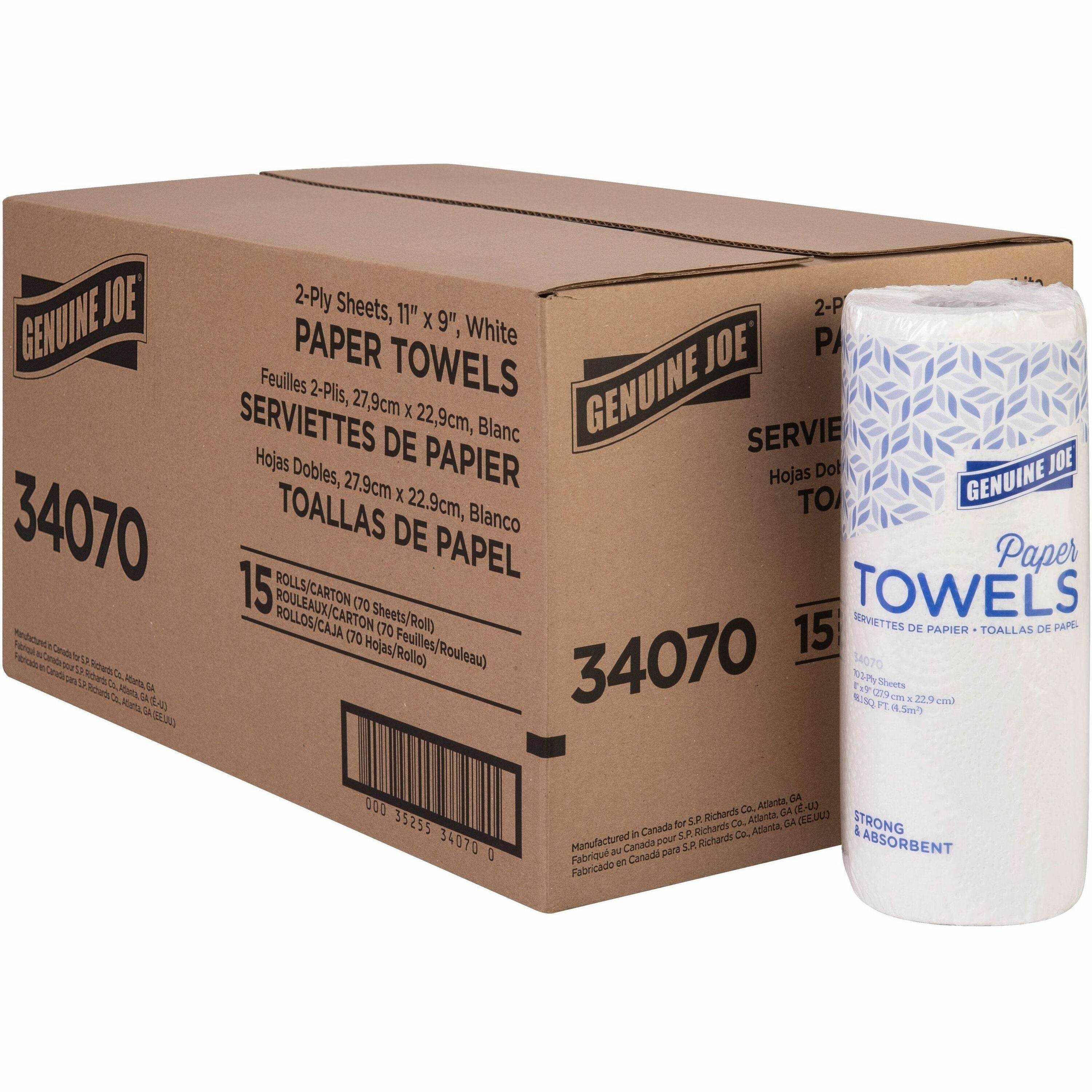 2 Ply - 9" Width x 11" Length - 70 Sheets/Roll - White - Paper - 15 / Carton