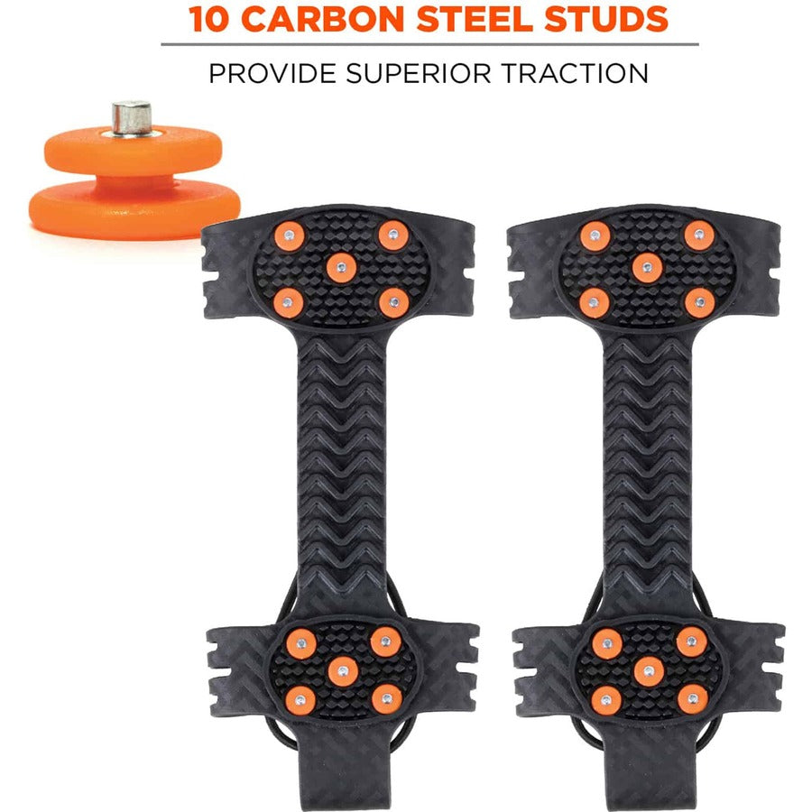 Ergodyne Trex 6310 Adjustable Slip-On Ice Cleats, Black, Steel/Rubber, Large, 2 per Pair