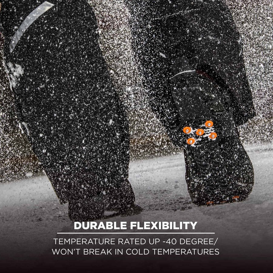 Ergodyne 6310 Adjustable Slip-On Ice Cleats, Black, Steel/Rubber, XLarge, Fits Men's Boots Size 11-14, 2 per Pair
